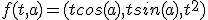 f(t,a)=(tcos(a),tsin(a),t^2)