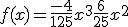 f(x)=\frac{-4}{125} x^3 + \frac{6}{25} x^2