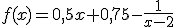 f(x)=0,5x+0,75-\frac{1}{x-2}