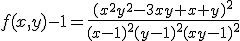 f(x,y)-1=\frac{(x^2y^2-3xy+x+y)^2}{(x-1)^2(y-1)^2(xy-1)^2}