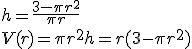 h=\fr{3-\pi r^2}{\pi r} \\  V(r)=\pi r^2h= r(3-\pi r^2)