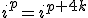 i^p=i^{p+4k}