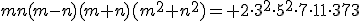 mn(m-n)(m+n)(m^2+n^2)= 2\cdot3^2\cdot5^2\cdot7\cdot11\cdot373