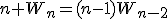 n W_n=(n-1)W_{n-2}
