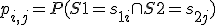 p_{i,j} = P(S1=s_{1i}\cap S2=s_{2j})