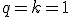 q=k=1