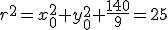 r^2=x_0^2+y_0^2+\frac{140}{9}=25