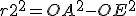 r2^2=OA^2-OE^2