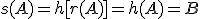 s(A)=h[r(A)]=h(A)=B
