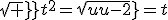 sqrt t^2=sqrt{u-2}=t
