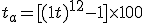t_a = [(1+t)^{12}-1]\times 100