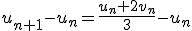u_{n+1}-u_{n}=\frac{u_n+2v_n}{3}-u_n