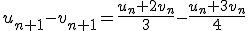 u_{n+1}-v_{n+1}=\frac{u_n+2v_n}{3}-\frac{u_n+3v_n}{4}