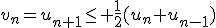 v_n=u_{n+1}\le \frac12(u_n+u_{n-1})