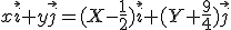 x\vec{i}+y\vec{j}=(X-\frac{1}{2})\vec{i}+(Y+\frac{9}{4})\vec{j}