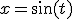 x=\sin(t)