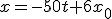 x=-50t+6x_0