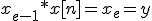 x_{e-1}*x[n]=x_e=y