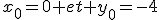 x_0=0 et y_0=-4