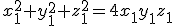 x_1^2+y_1^2+z_1^2=4x_1y_1z_1