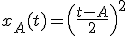 x_A(t)=\left(\frac{t-A}{2}\right)^2