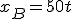 x_B=50t