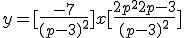 y=[\frac{-7}{(p-3)^2}] x + [\frac{2p^2+2p-3}{(p-3)^2}]