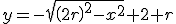 y=-\sqrt{\(2r\)^{2}-x^{2}}+2 r
