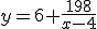 y=6+\frac{198}{x-4}