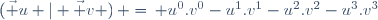 (\vec u | \vec v )\, =\, u^0.v^0-u^1.v^1-u^2.v^2-u^3.v^3