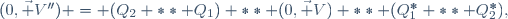 (0,\ \vec V'') = (Q_2 ** Q_1) ** (0,\ \vec V) ** (Q^*_1 ** Q^*_2),