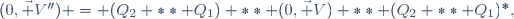 (0,\ \vec V'') = (Q_2 ** Q_1) ** (0,\ \vec V) ** (Q_2 ** Q_1)^*,