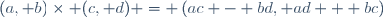(a, b)\times (c, d) = \left(ac - bd, ad + bc\right)