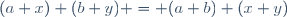 (a x) (b y) = (a b) (x y)\,