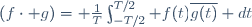 (f\cdot g)= \frac1T\int_{-T/2}^{T/2} f(t)\overline{g(t)} dt