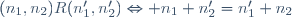 (n_1,n_2)R(n_1',n_2')\Leftrightarrow n_1+n_2'=n_1'+n_2