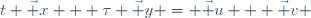 \ t \vec x + \tau \vec y = \vec u + \vec v 