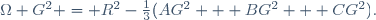 \Omega G^2 = R^2-\frac13(AG^2 + BG^2 + CG^2).