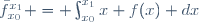 \bar{f}_{x_0}^{x_1} = \int_{x_0}^{x_1}{x f(x) dx}