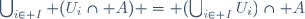 \bigcup_{i\in I} (U_i\cap A) = (\bigcup_{i\in I}U_i)\cap A