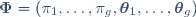 \boldsymbol{\Phi}=\left(\pi_1,\dots,\pi_g,\boldsymbol{\theta}_1,\dots,\boldsymbol{\theta}_g\right)