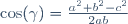 \cos(\gamma)=\frac{a^2+b^2-c^2}{2ab}
