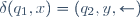 \delta(q_1,x)=(q_2,y,\leftarrow)
