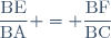 \dfrac{\text{BE}}{\text{BA}} = \dfrac{\text{BF}}{\text{BC}}