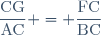 \dfrac{\text{CG}}{\text{AC}} = \dfrac{\text{FC}}{\text{BC}}