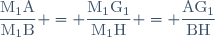 \dfrac{\text{M}_1\text{A}}{\text{M}_1\text{B}} = \dfrac{\text{M}_1\text{G}_1}{\text{M}_1\text{H}} = \dfrac{\text{AG}_1}{\text{BH}}