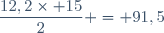 \dfrac{12,2\times 15}{2} = 91,5
