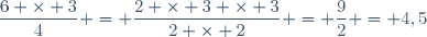 \dfrac{6 \times 3}{4} = \dfrac{2 \times 3 \times 3}{2 \times 2} = \dfrac{9}{2} = 4,5