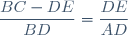 \dfrac{BC-DE}{BD}=\dfrac{DE}{AD}