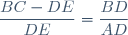 \dfrac{BC-DE}{DE}=\dfrac{BD}{AD}